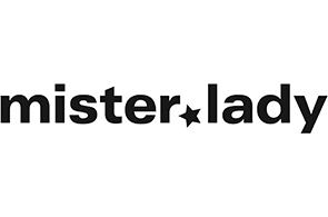 schwarzes Mister Lady Logo mit Stern zwischen mister und lady 