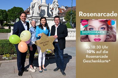 4 Personen kündigen mit Gala-Stern die Shopping Gala Tulln und Rosenarcade an
