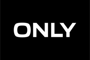 weißes Only Logo auf schwarzem Hintergrund 