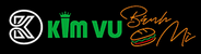 Logo mit Namen Kim Vu in grüner Schrift, Ban mi in orange, und ein gezeichnetes Sandwich auf schwarzem Hintergrund