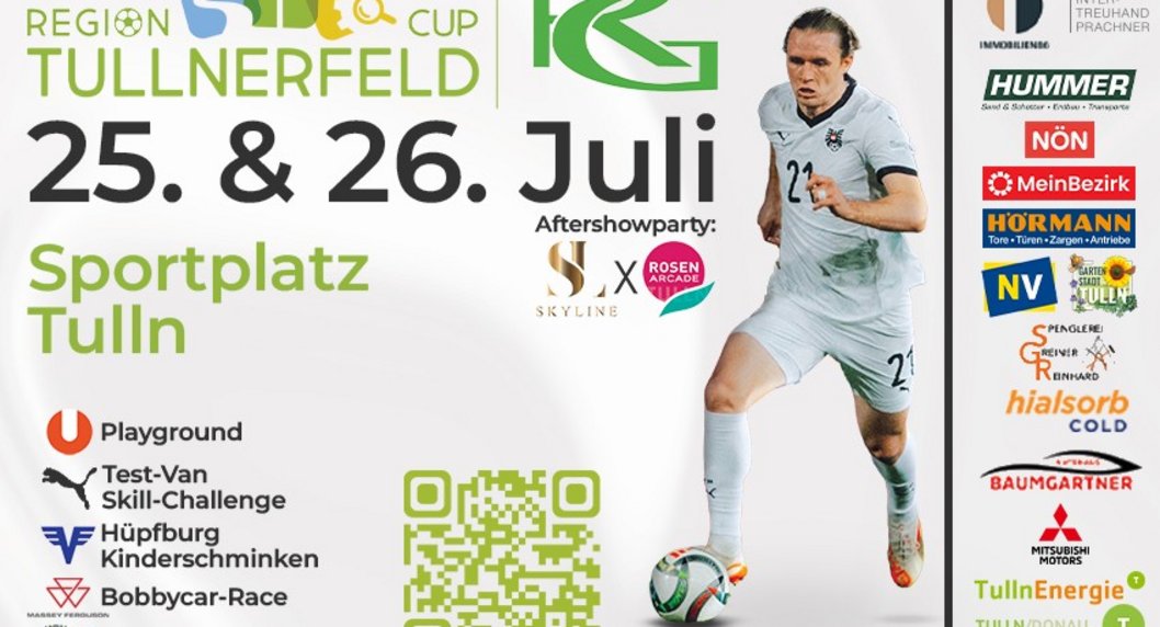 Fußballer Patrick Wimmer, Eventankündigung Region Tullnerfeld Cup und Sponsoren