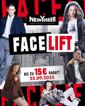 New Yorker Neueröffnung nach FaceLift mit Werbung bis 15 Euro Rabatt - modern stylisch dargestellt