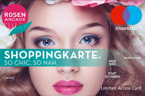 Rosenarcade Geschenkkarte mit Frau am Cover 