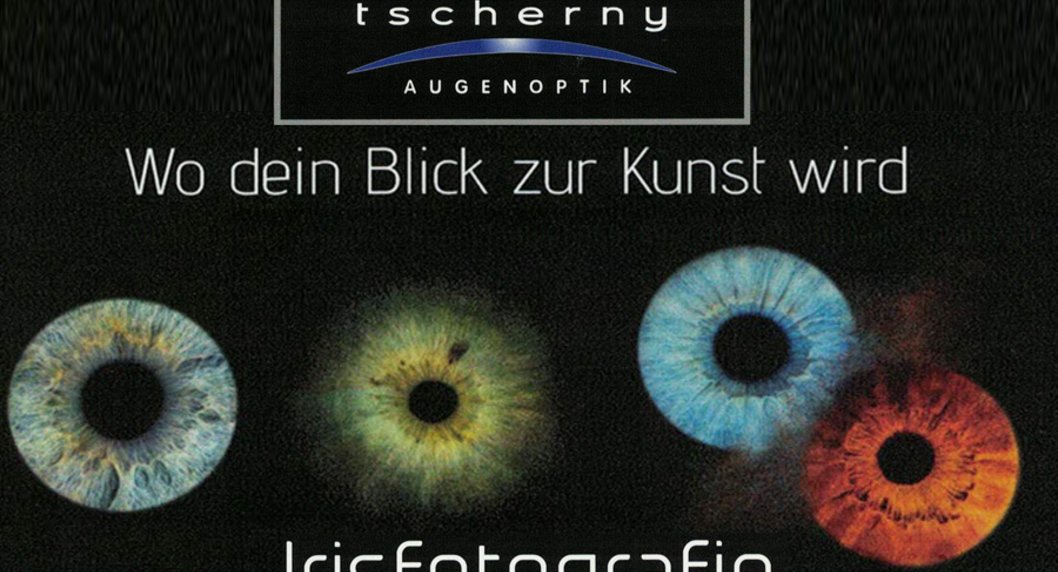 schwarzer Hintergrund mit Irisfotografie in verschiedenen Farben