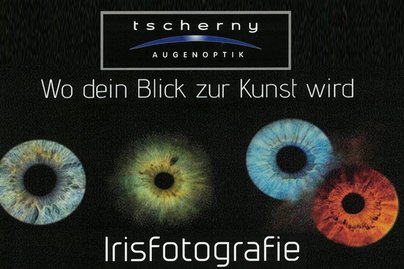 schwarzer Hintergrund mit Irisfotografie in verschiedenen Farben