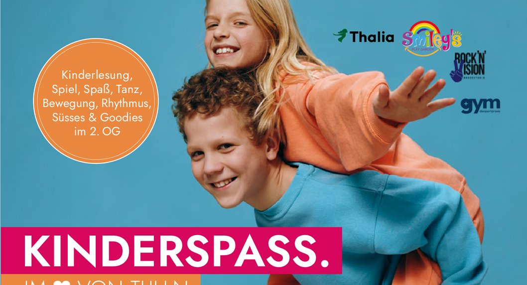 Lachende zwei Kinder die Flugzeug spielen vorwiegend in türkis und orange