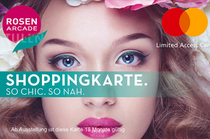Rosenarcade Geschenkkarte Shoppingkarte mit Frau am Cover 