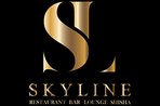 goldenes Skyline Logo auf schwarzem Hintergrund