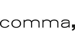 schwarze Schrift auf weißem Grund "comma,"